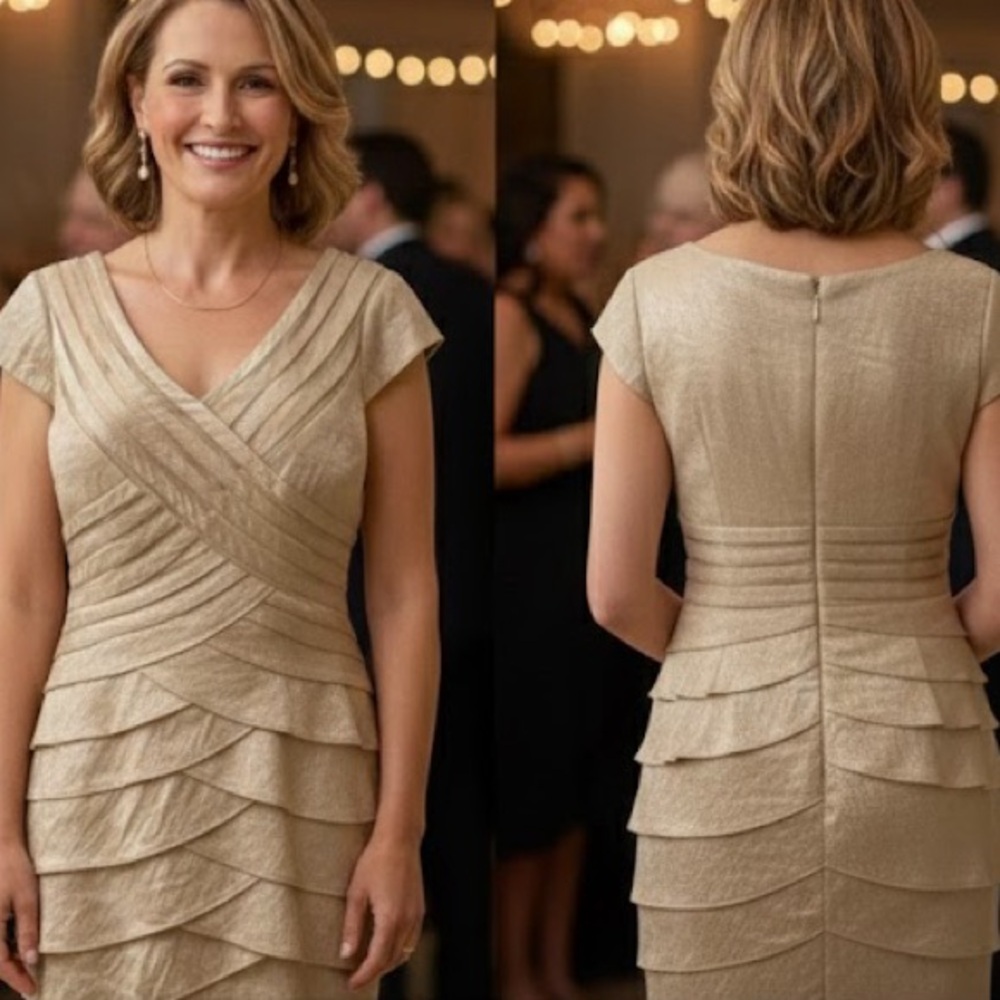 LondonTimes  Cocktail Dress 14  Gold NWT